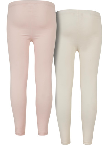 Girls' Jersey Leggings 2-Pack Pink/White Sand
