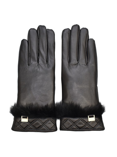 Ръкавици. Semiline Semiline_Women_Leather_Antibacterial_Gloves_P8208_Black