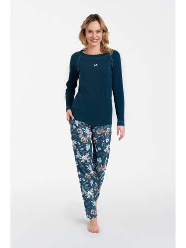 Women's pajamas Hariet long sleeves, long pants - blue-green/print