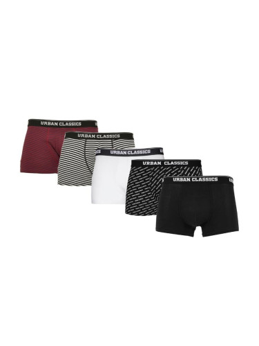 Boxer shorts 5-pack bur/dkblu+wht/blk+wht+aop+blk