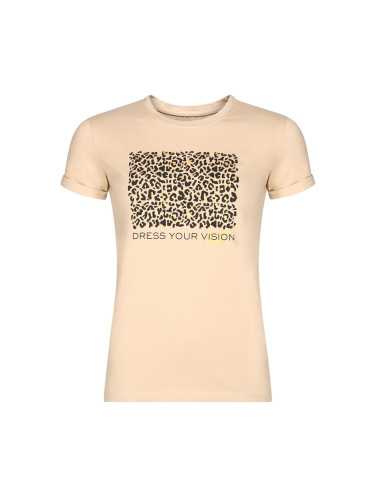 Beige women's T-shirt with NAX GAMMA print