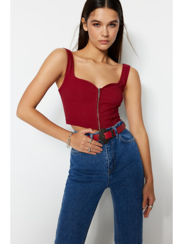 Trendyol Claret Red Crop Woven Blouse