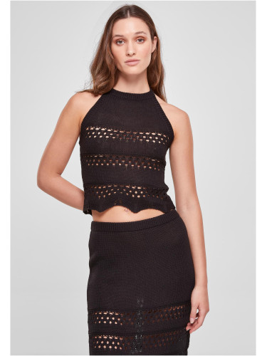 Women's short crocheted neck warmer Top black