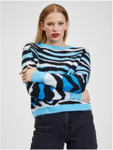 Orsay Black and Blue Ladies Patterned Sweater - Women
