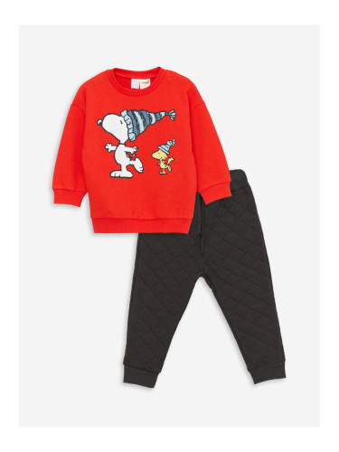 LC Waikiki Crew Neck Long Sleeve Snoopy Printed Baby Boy Sweatshirt and Tracksuit Bottom 2-Set