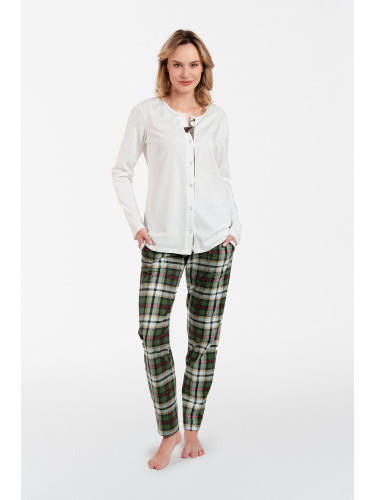 Women's pajamas Asama long sleeves, long pants - ecru/print