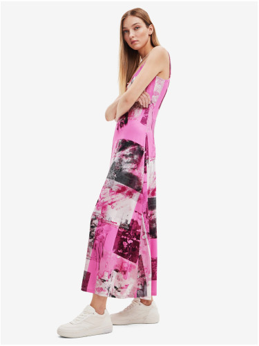 Pink Women Patterned Maxi-Dresses Desigual Cretona - Women