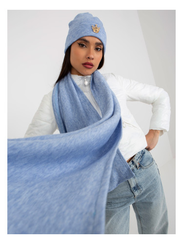 Light blue winter set with hat and scarf