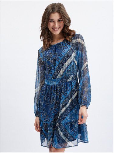 Orsay Dark blue ladies patterned dress - Women
