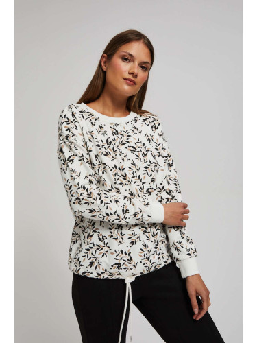 Sweatshirt with a tie at the waist and a print