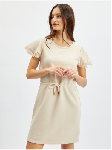 Orsay Beige Women's Sweatshirt Dress with Lace - Women's