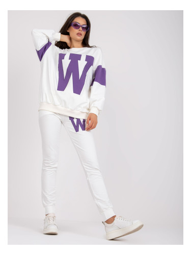 White and purple long-sleeved sweatshirt