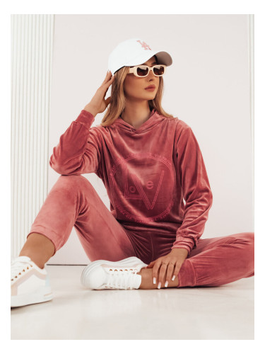 Welurowy komplet damski VIP PRIVATE różowy Dstreet