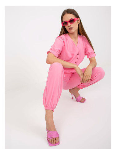 Pink light women's jumpsuit with pockets RUE PARIS
