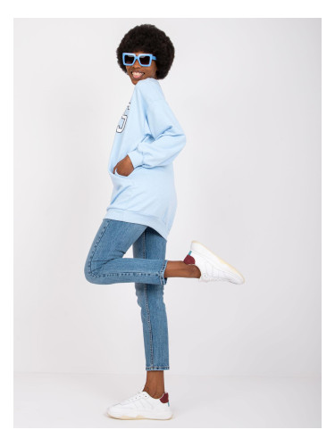 Light blue women's sweatshirt with Poppy inscription