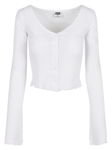Women's sweater with a cropped rib in white