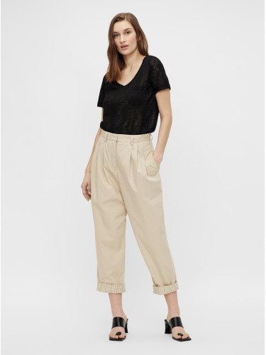 Cream cropped pants. OBJECT Nancy - Ladies
