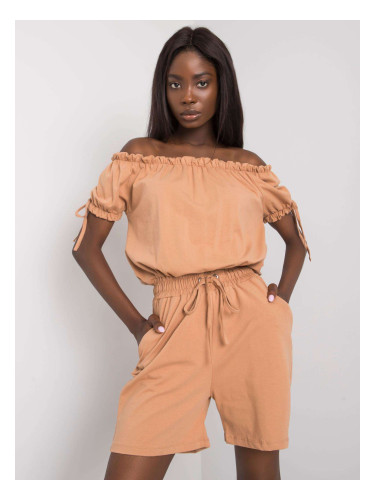 OH BELLA Camel overall with Spanish neckline