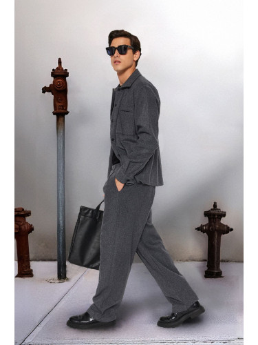 Trendyol Gray Wide Leg Stamp Trousers