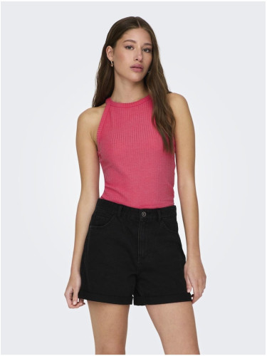 Dark pink women's ribbed basic top ONLY Emma - Women's