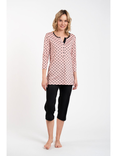 Pajamas Marit 3/4 sleeve, 3/4 legs - print/black