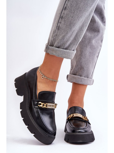 Classic moccasins on a massive black catch me platform!