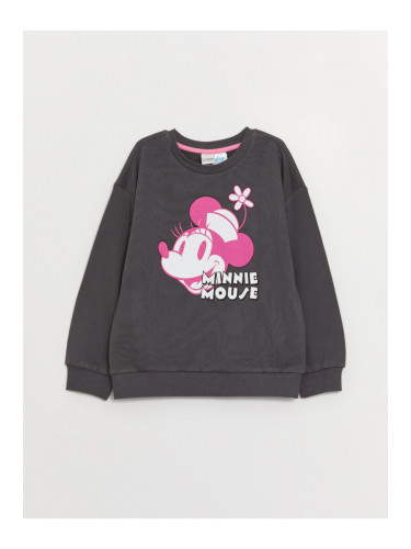 LC Waikiki Crew Neck Minnie Mouse Printed Long Sleeve Girl's Sweatshirt