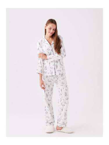 LC Waikiki Shirt Collar Patterned Long Sleeve Women's Pajama Set