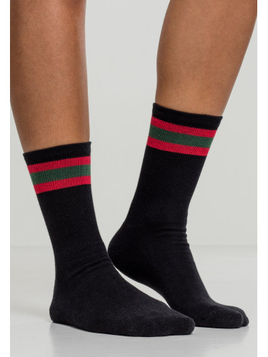 Striped sports socks 2-pack black/fiery red/green