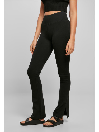 Women's leggings with high waist and side slit black
