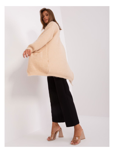 Beige knitted oversize cardigan