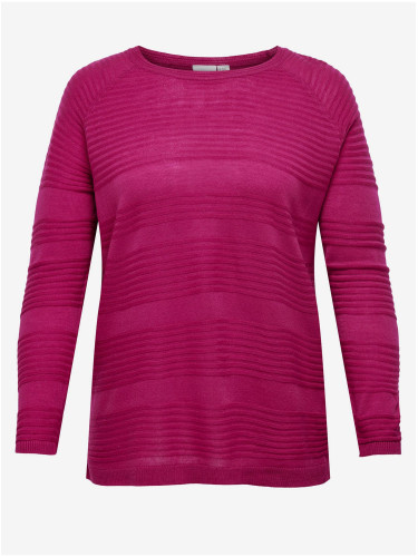 Dark pink women's ribbed sweater ONLY CARMAKOMA Airplain - Ladies