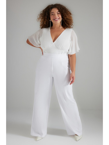 Trendyol Curve White Wide Leg Woven Finike Bridal Pants