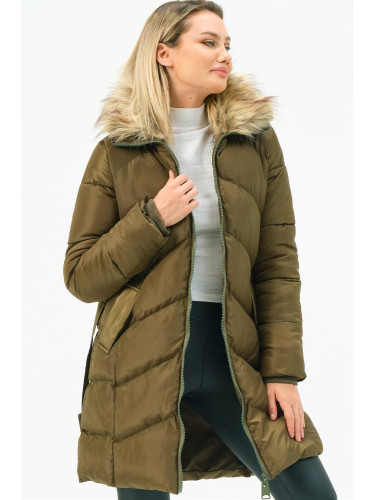 Z6767 DEWBERRY WOMEN'S COAT-KHAKI