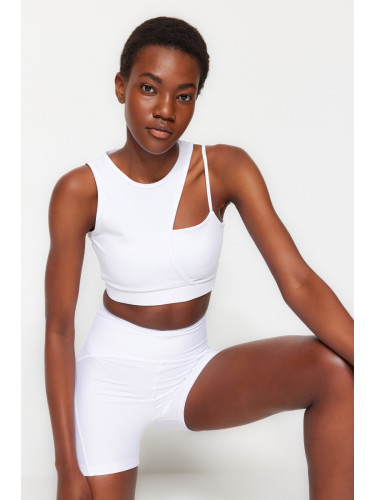 Trendyol Knitted Sports Bra with White Medium Support/Styling Rope Strap