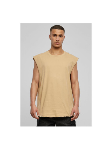 Open sleeveless T-shirt in beige