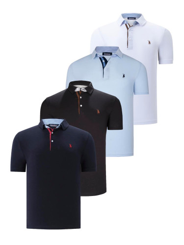 QUAD SET T8582 DEWBERRY MENS T-SHIRT-BLACK-WHITE-NAVY BLUE-BABY BLUE