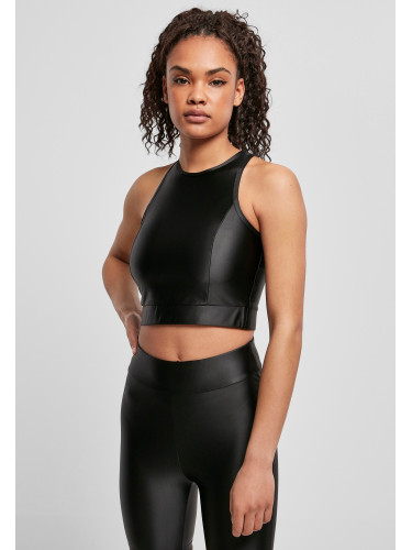 Women's Cropped Shiny Top Black