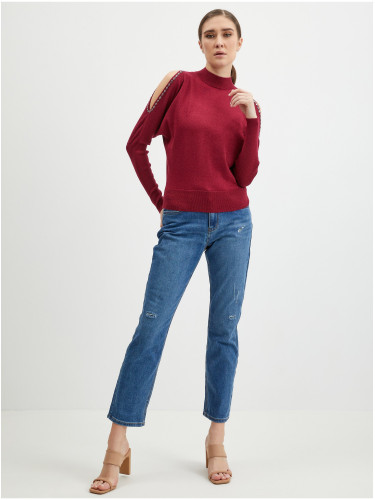 Orsay Burgundy Women's Sweater with Cutouts - Women's