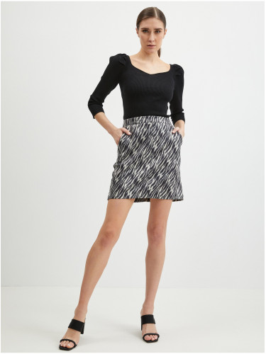 Orsay Black Women's Patterned Suede Skirt - Women's