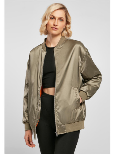 Women's Oversized Satin Bomber Jacket Softolive