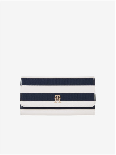 Blue and White Striped Women's Wallet Tommy Hilfiger Iconic LRG - Ladies