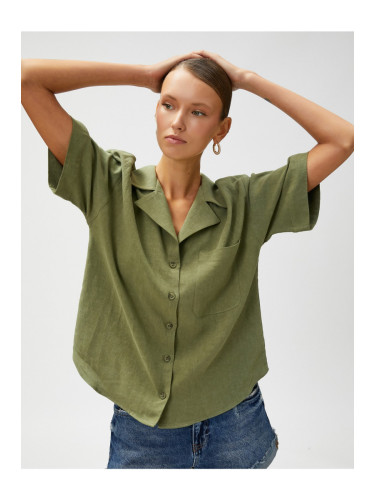 Koton Linen Shirt Short Sleeve Classic Collar