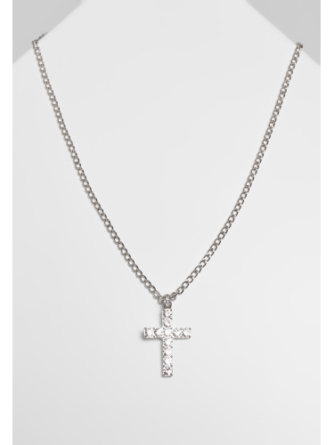 Колие с кръст - сребрист цвят