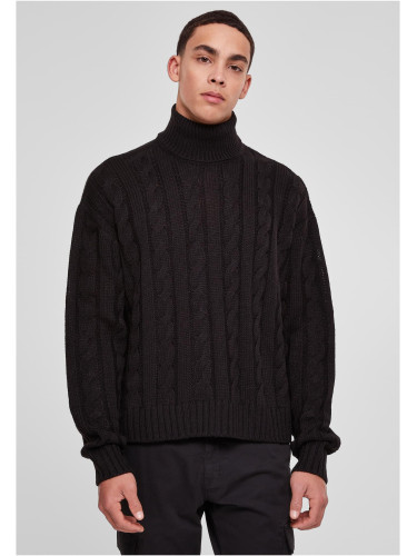 Boxy Roll Neck Sweater Black