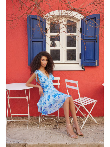 Trendyol многоцветна флорални шарени вечерна рокля