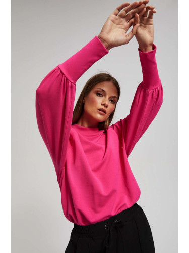 Marisse Fuchsia Puff Sleeve Sweatshirt