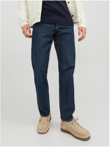 Dark blue men's straight fit jeans Jack & Jones Chris - Men's