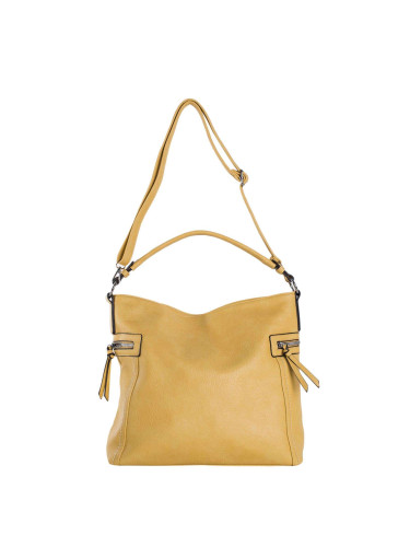 Women's dark yellow shoulder bag with handle