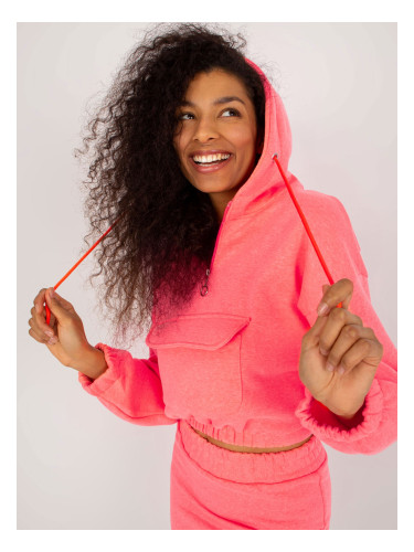 Fluo pink basic tracksuit with short sweatshirt Emilie